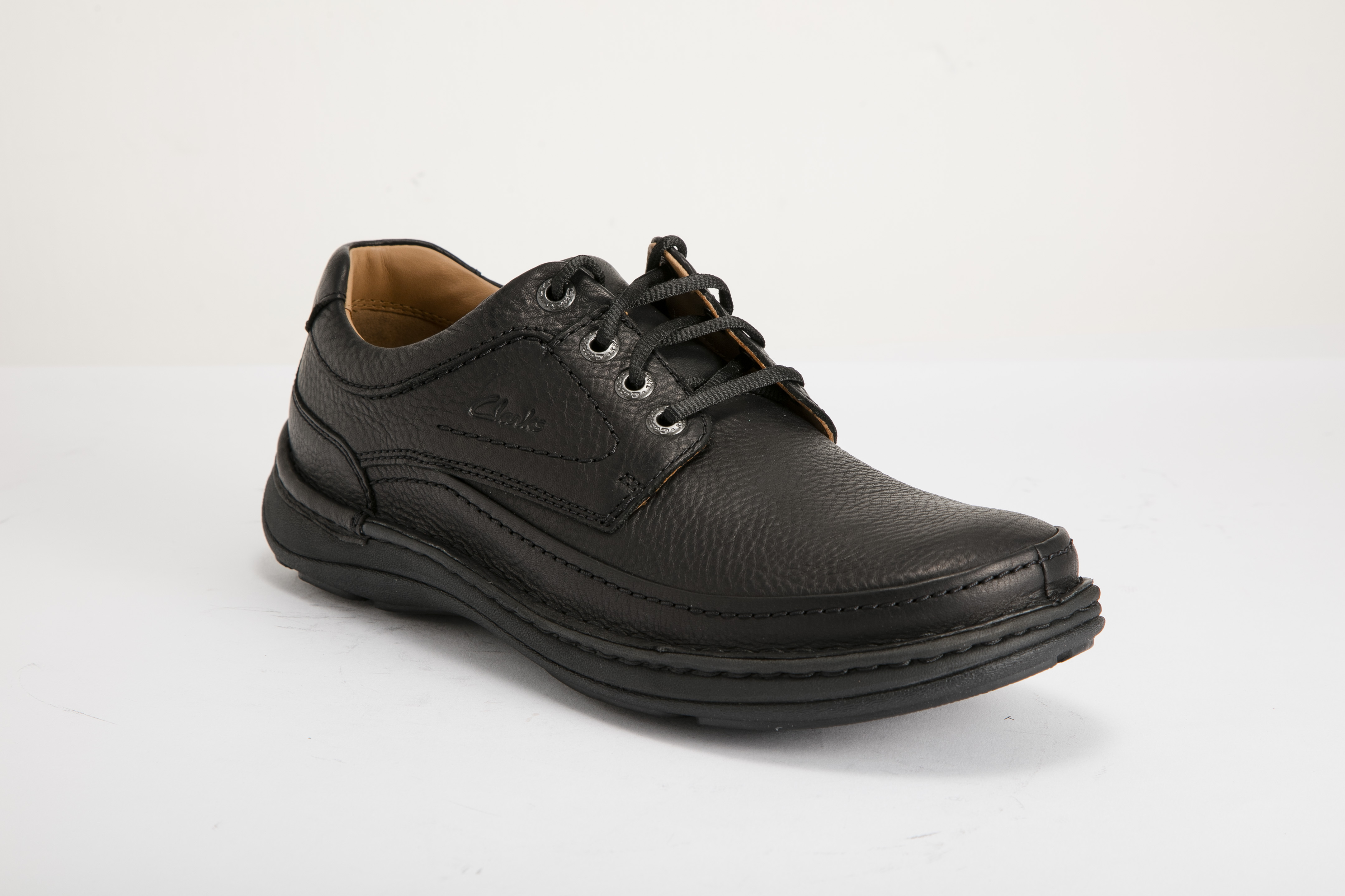 Clarks - Nature Three 男裝黑色休閒綁帶皮鞋 20339008-BK